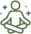 Icon of a person meditating in a lotus position with sparkles around