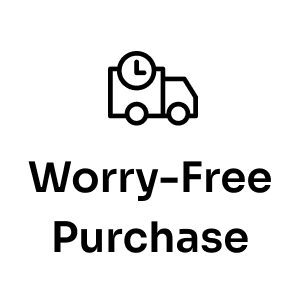 Promotional graphic showing a delivery truck icon above the headline Worry-Free Purchase