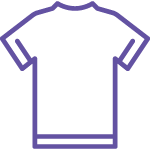 Outline of a short-sleeved T-shirt in a purple color on a white background. The image is minimalist and features a simple design with no additional details or patterns on the shirt. Enjoy free shipping when you add this to your CBD subscription with Medterra Subscribe &amp; Save.